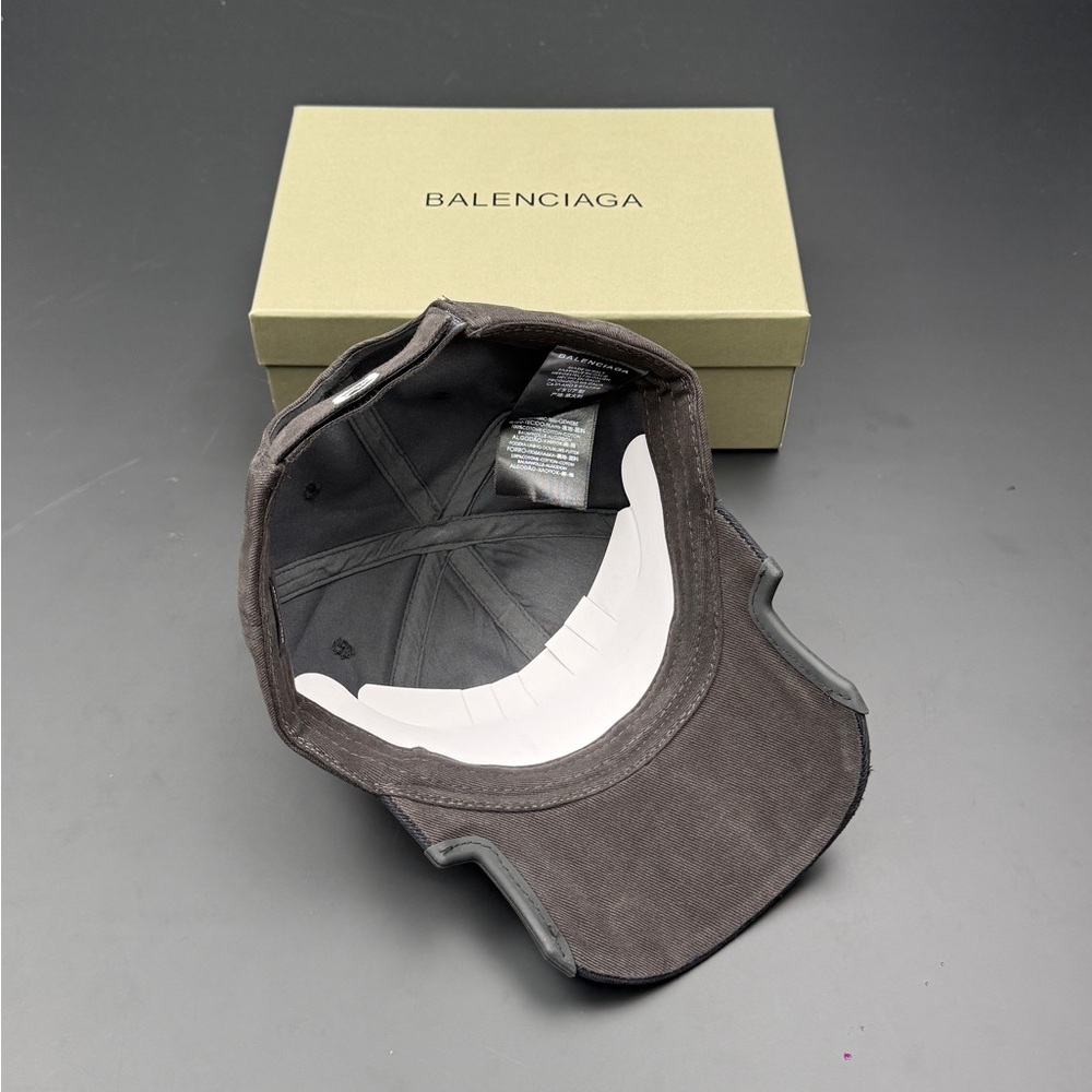 Balenciaga Charcoal Gray Baseball Cap with White Logo - Picture 5 of 8